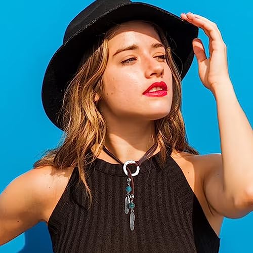 Choice Of All Boho Necklaces For Women Western Outfits Cowgirl Necklace For Women Trendy Handmade Bohemian Jewelry Leather Necklace Country Concert Outfits Gifts Rodeo Outfit For Women thumb #2