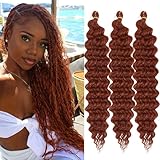 ZRQ Cooper Red Deep Wave Braiding Hair 3 Packs 18 Inch Ocean Wave Crochet Hair for Black Women...