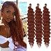 ZRQ Cooper Red Deep Wave Braiding Hair 3 Packs 18 Inch Ocean Wave Crochet Hair for Black Women Ginger Long Curly Braiding Hair for Boho Braids #350