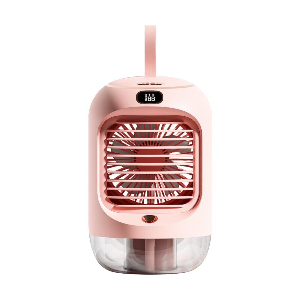 Obrotowy przenośny klimatyzator, mini wielofunkcyjny klimatyzator USB, z 3 prędkościami, lampka nocna, oscylacja 180°, przenośna, osobista chłodziarka powietrza do pokoju, biura (Vine 11)