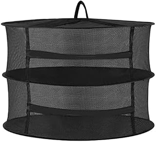 Herb Drying Net Hanging Drying Mesh Rack Foldable with Zipper for Foods Herbs Fruits Tea Plants 2 Layers Black