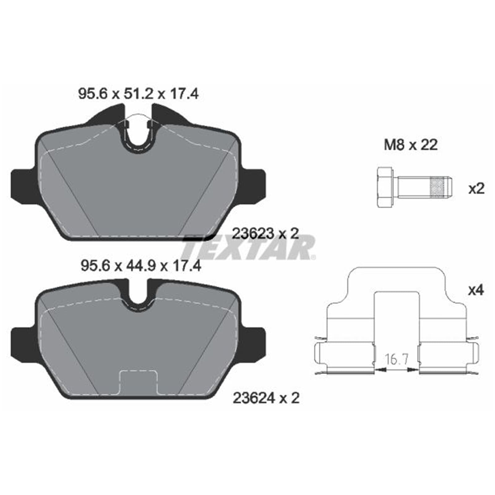 Textar Fren Balatası Arka 116-118-320I BMW E87-90 N43-45-46 2008-11 2362303