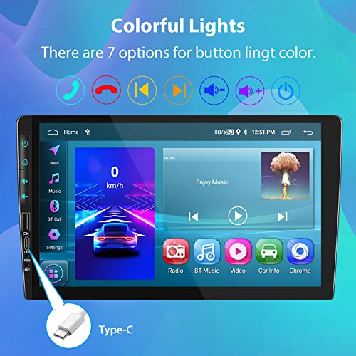 Android Double Din Car Stereo With Apple Carplay/Android Auto/Mirror Link, 2+32G Bluetooth Car Radio With Backup Camera, 9-Inch Touchscreen Stereo With Front Type-C Port Support Gps, Fm, Wifi, Swc #TOP5