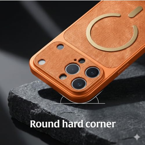 Image of amazon basics Converter Case for iPhone 15 Pro | Premium Protective Mag-Safe Cover | iPhone 17 Pro Series Style Design | in Built Camera Guard | Wireless Charging Compatible - Orange