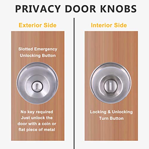 Konigeehre 4 Pack Privacy Door Knobs Stain Nickel Interior Passage Door Lock Keyless Round Dummy Lockset For Bedroom Bathroom, Hardwares & Instruction Included (4, Satin Nickel) #TOP2