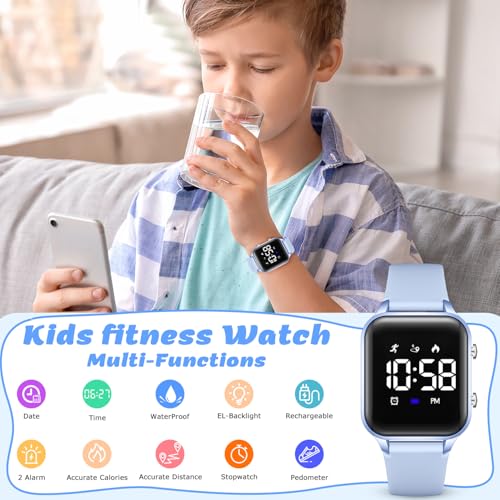 Image of LAVAREDO Kids Digital Watches for Boys Girls,Waterproof Sport Watch with Pedometer Stopwatch Vibration Alarm for Ages 5-13,No App Fitness Tracker Watch for Kids Teens Birthday Gifts