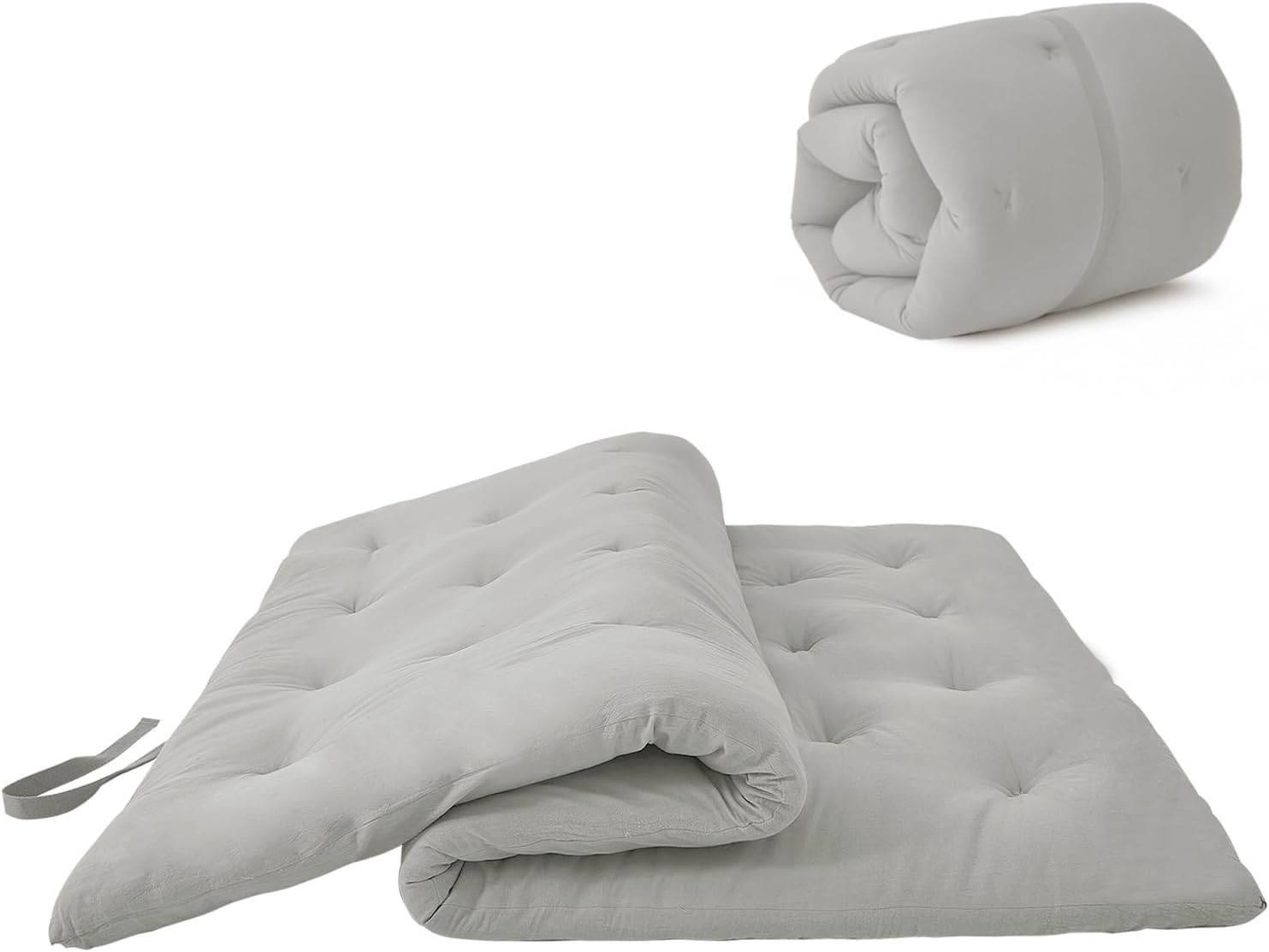 INDIAN DECOR 80356 Floor Futon Mattress Twin Size 39"x 80",100% Cotton 2.5'' Thicken Foldable Sleeping Pad,Portable Dormitory Mat,Roll Up Floor Lounger Bed for Adult (Light Grey) Kids Play PAD