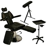 InkBed Tattoo Package - Sturdy Reclining Hydraulic Ink Chair, Armrest Bar, Tray Stand with Utility C