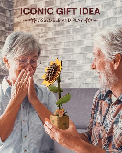 rowood Puzzle 3D Fai da te Fiore in Legno Kit Modellino di Fiori Artificiali Da Montare Per Adulti (Sunflower)