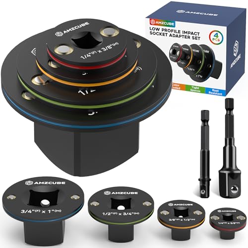 AMZCUBE Low Profile Impact Socket Adapter Set (4 Pcs)