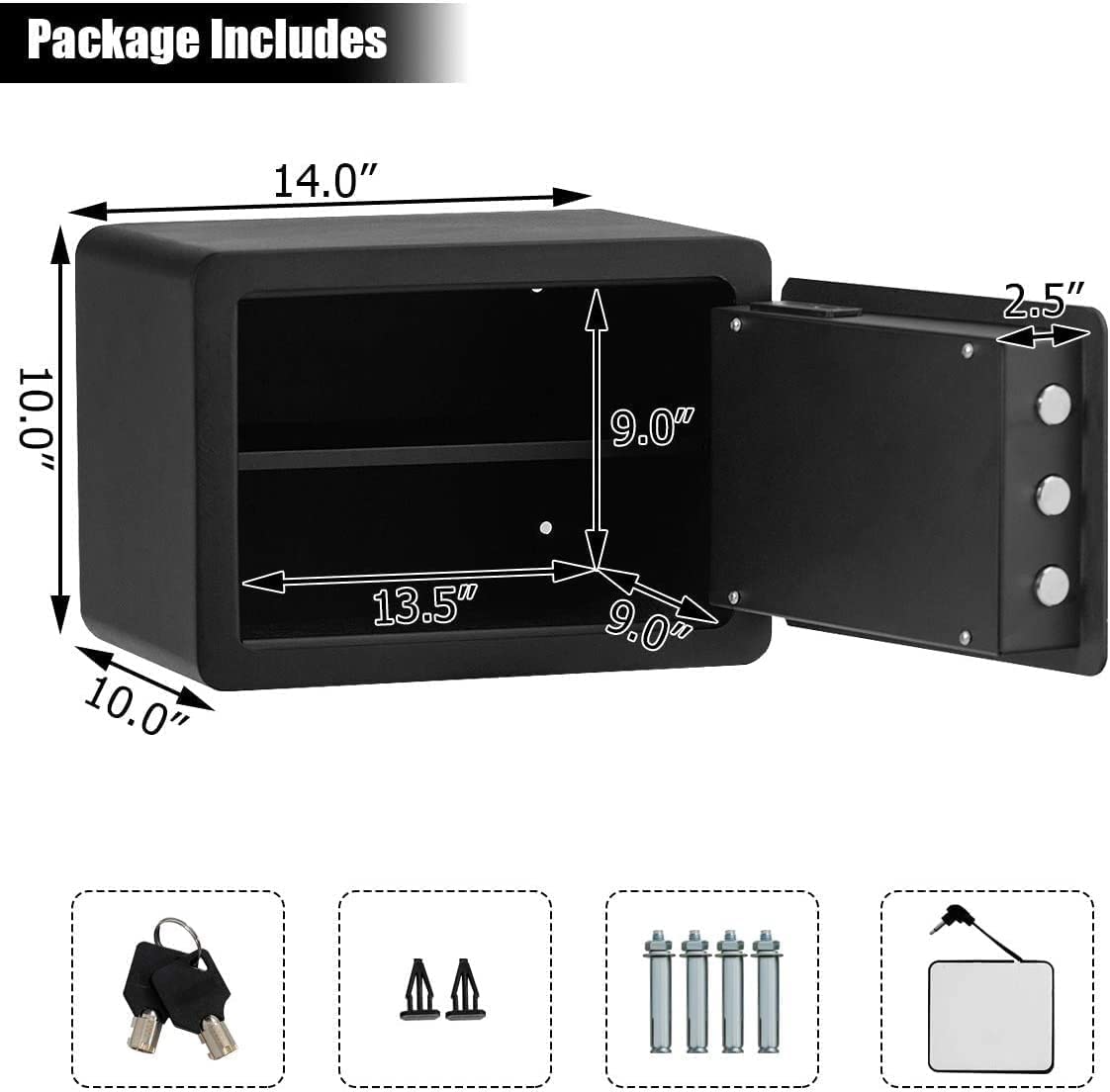 Caja Fuerte, Ignífuga, Impermeable, Caja Fuerte, Caja Fuerte de 0,5 Pies Cúbicos, Caja de Seguridad Segura para Huellas Dactilares, Gabinete Seguro