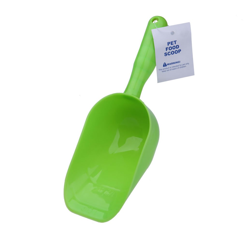 Pet Food Scoop; 1-Cup, Lines for 1/2 Cup and 1 Cup, Volumes for 100ml and 200ml, Dog Puppy Cat Rabbit Plastic Pet Food Scoop,Four Colors Available (Green)
