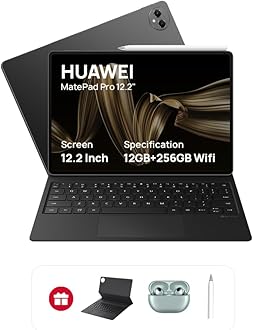 HUAWEI MatePad Pro 12.2" Tablet, OLED 144 Hz FullView Display, Large battery, Super Charge, Wifi, 12GB+256GB, HUAWEI Glide Keyboard, Professional GoPaint APP, M-Pencil, Black + Freebuds Pro3