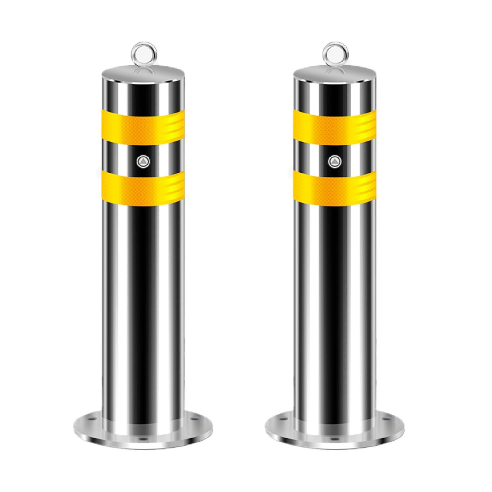 Sicherheitspoller, Absperrpfosten Mit Reflexstreifen, Parkplatzsperre Pfosten, Rammschutz-Poller, Aus Edelstahl, Geeignet Für Verkehrskontrolle Und Menschenmengenmanagement(Silver (2pcs))