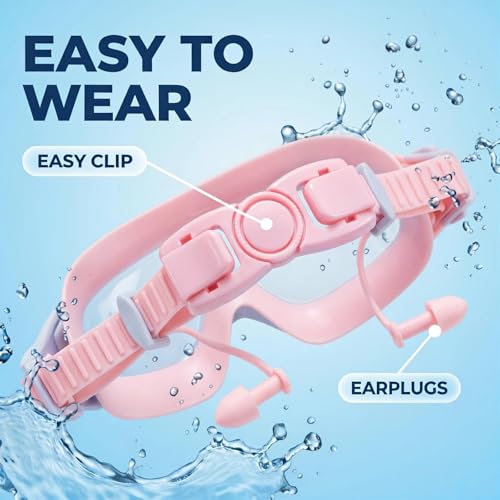 Image of Swim Goggles for Kids 6-12, Wide View Anti-Fog UV Protection No Leaking,Boys Girls Youth Swimming Goggles