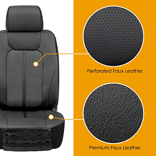 Image of LPI Truck Carson Heavy Duty Truck Seat Covers for Front Seats; Fits Full-Size SUV or Truck; Includes Front, Built-in Molle Style Organizer; Semi-Custom Fit; Faux Leather; 2pcs, Black