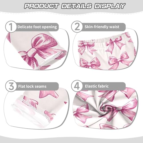 Watercolor Pink Bow Girls Leggings Kids Yoga Pants Dance Active Tights 4T3