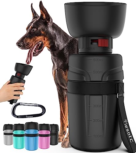 lesotc Dog Travel Water Bottle Portable, Foldable Dog Water Bowl Dispenser, Leak Proof Pet Water Bottle for Dogs Outdoor Walking, Hiking, Travel, Puppy Essentials Necessities, BPA Free, Lightweight