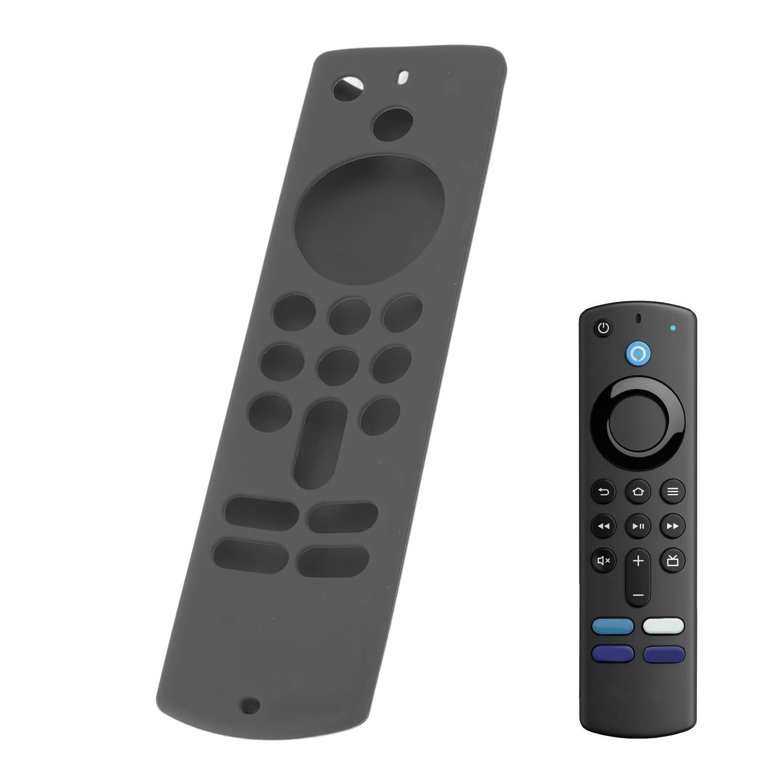 Fernbedienungs-Silikonhülle für TV Stick, Fernbedienungshülle für TV Stick für rutschfeste Silikon-Schutzhülle mit Trageband der 3. Generation (Gray)