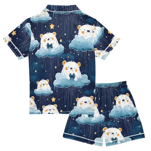 Animal Cartoon Bear Stars Pajamas Set Summer Button Down Sleepwear Pjs Sets Comfy Loungewear2