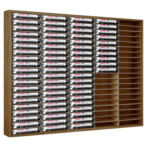 Rangement de cassettes audio Marsui en bois marron pour trier 100 albums