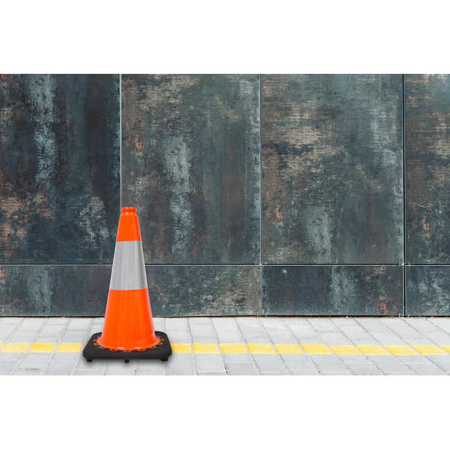 Cordova CTC18R Ultra-Visible 18-Inch Orange Safety Traffic Cone with Heavy-Duty Base, Reflective Stripes & Weather-Resistant PVC - Meets MUTCD Standards for Road & Construction Sites