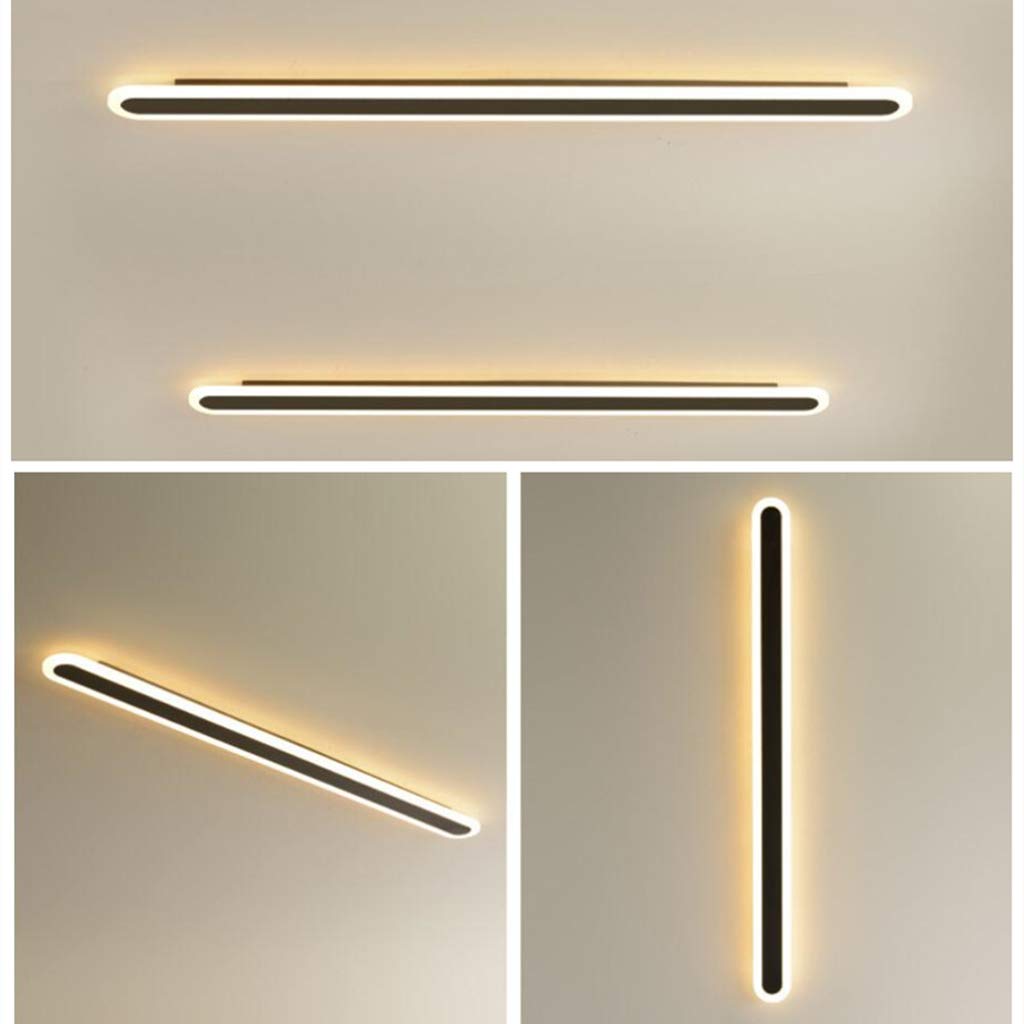 XANAYXWJ Minimalistyczny liniowy kinkiet ścienny Czarna aluminiowa z trzema kolorowymi długimi paskami świetlnymi do oświetlenia nocnego i schodów w salonie 24W 60cm (biały 40cm16W)