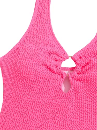 Image of WDIRARA Girl's Cut Out V Neck Ring One Piece Bikini Swimsuit Bathing Suit Swimwear