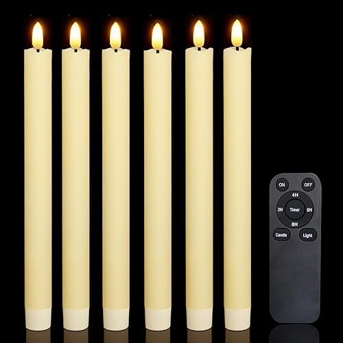 Miniatura 7 de Velas cónicas sin llama de Halloween con temporizador de 6 pulgadas de alto, funcionan con pilas, velas LED eléctricas para candelabros, decoración
