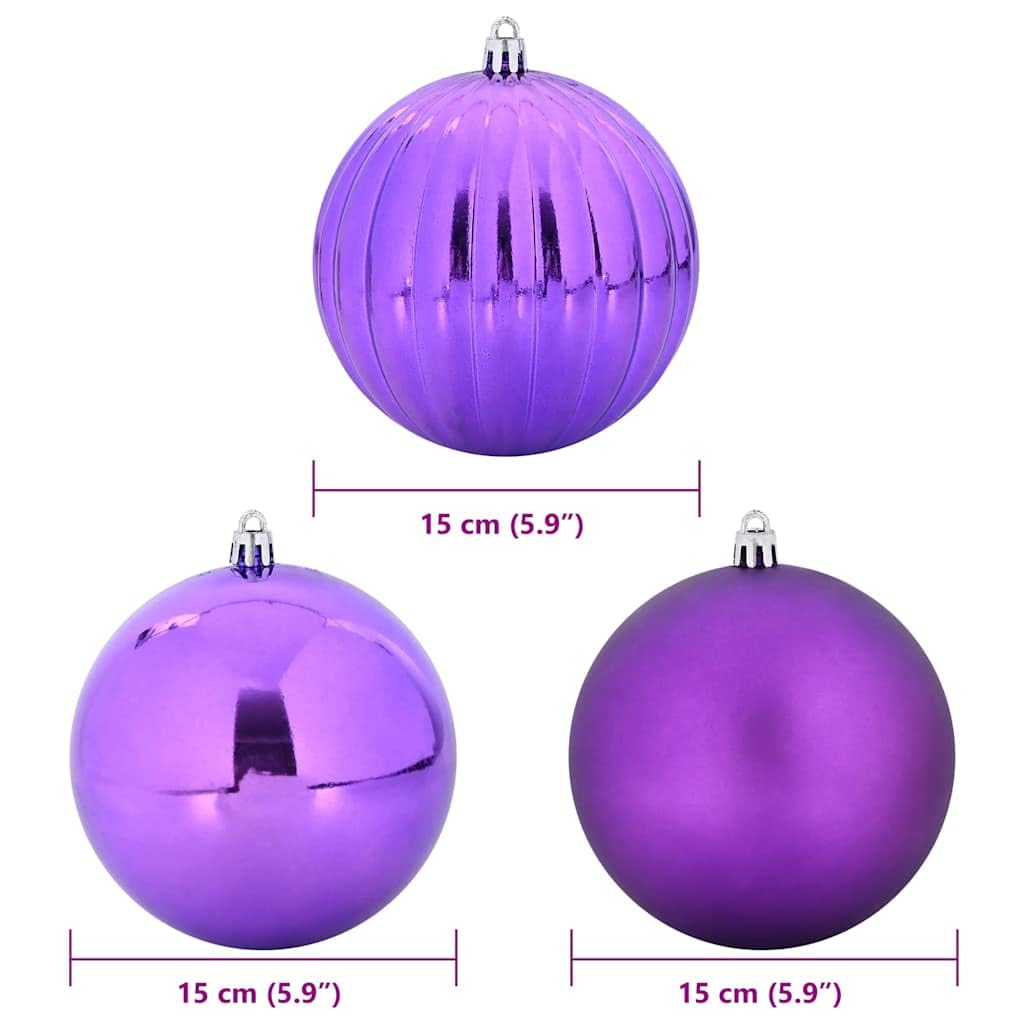 Weihnachtskugelset XL 9 pcs Lila Kunststoff | Bruchsicher, Leicht, Vielseitig für Baum oder Kranz, Pflegeleicht mit feuchtem Tuch