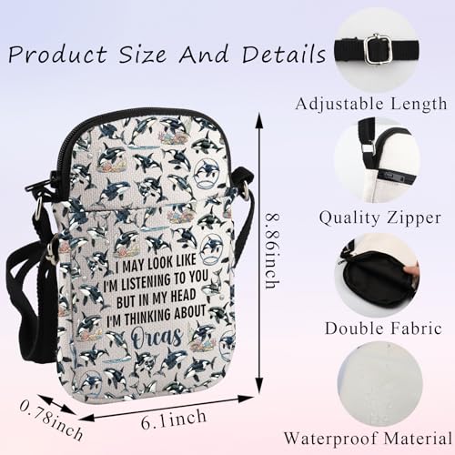 PLITI Killer Whale Gift Orcas Lover Gift Ocean Animal Gift In My Head I'm Thinking About Orcas Crossbody Bag2