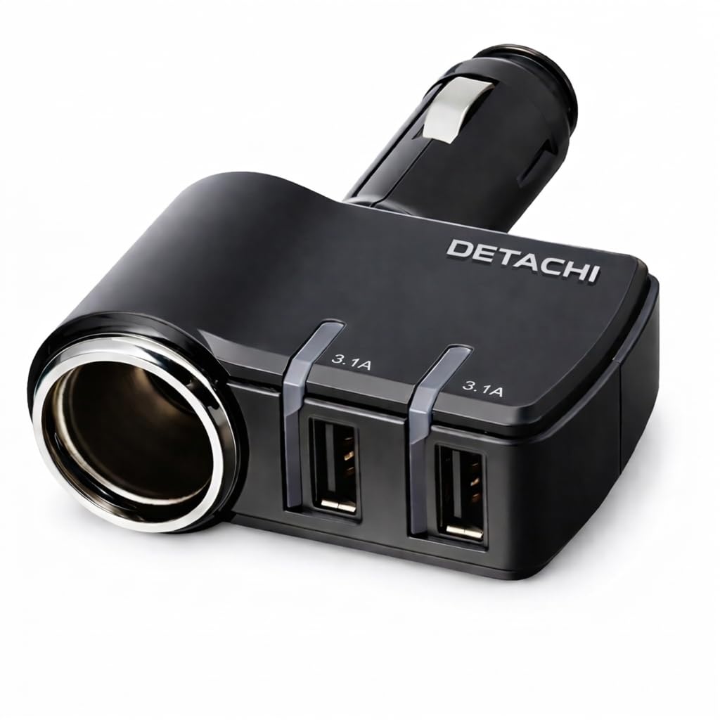 DETACHI Car Charger 3.1A Dual USB Fast Charging Adapter with 12V/24V Socket Lighter Socket Splitter, LED Charging Indicator, Universal Mobile Charger for Phone, GPS, Dash Cam & Car Accessories-image-25