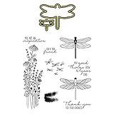 Dragonfly Stamps and Dies Set for Card Making Die Cuts Silicone Clear Seal Stamp Set for Card Making...