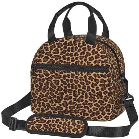 bassyil Leopard Lunch Box Insulated Lunch Bag Reusable Sling Bag With Adjustable Shoulder Strap Cooler Tote Bag For Men Women