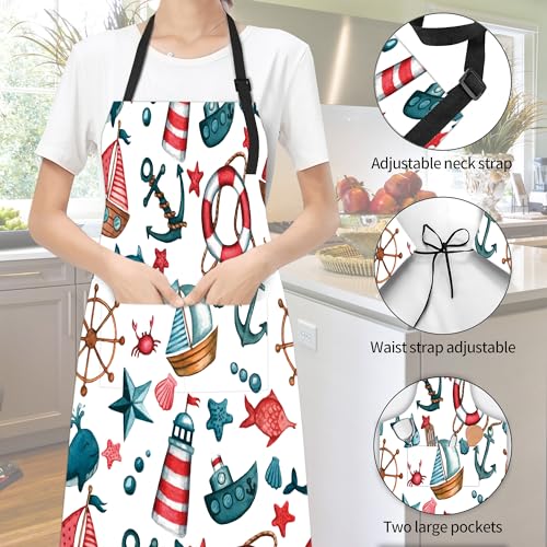 Jasakoo JA-AP-LS01-01 Lighthouse Anchor Sailboat Fish Apron thumb #1