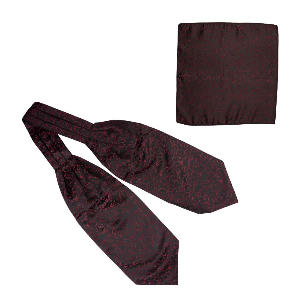 the tie hub Men's Ascot Paisley Maroon Microfiber Cravat Tie and Pocket Square Combo Set-picture-29