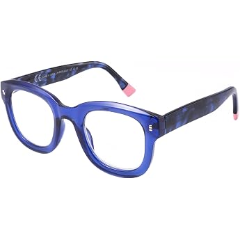 Fashion Frame Blue Light Filter Reading Glasses for Men Women Spring Hinge Anti Fatigue Computer Reading Glasses Blue 2.5