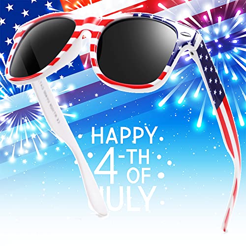 Parzin American Flag Sunglasses, Patriotic Flag Sunglasses, 80S Retro Style Sunglasses For Men Women Independence Day (American Flag 3) #TOP3