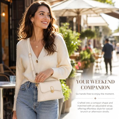 Image of Crossbody Bag for Women Shoulder Handbag PU Leather Satchel Purse with Top Handle Gold Turn Lock Adjustable Strap