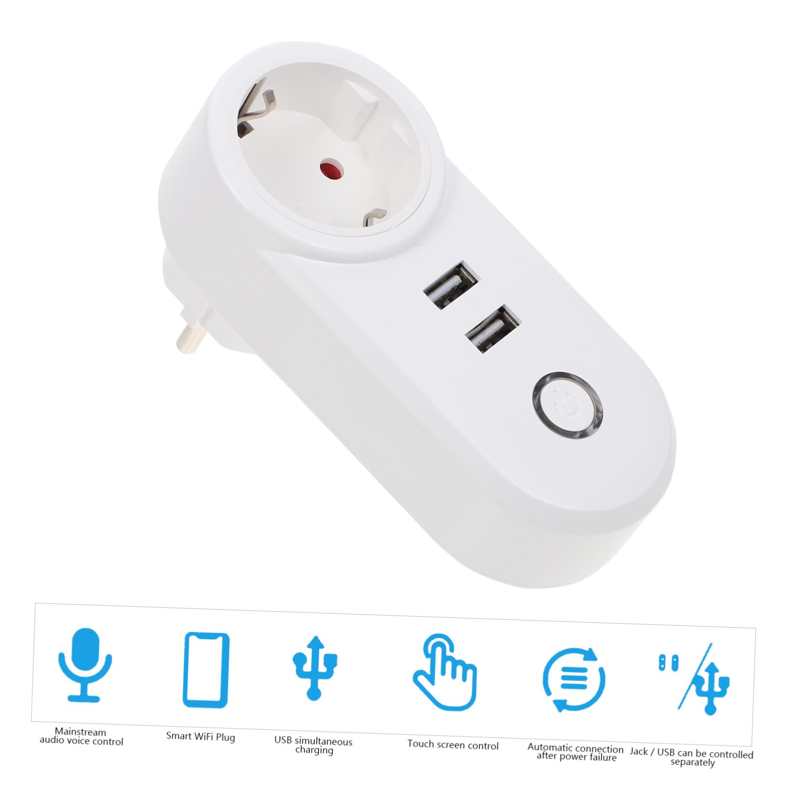 Operitacx Enchufe Inteligente Doble USB Hogar Compatible Wifi para Cocina Oficina y Dormitorio Fácil de Instalar y Controlar App