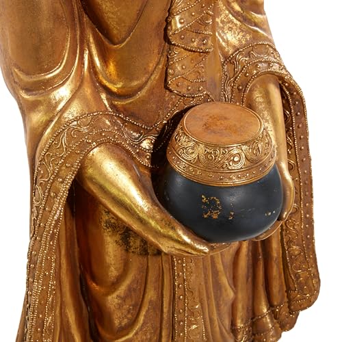 Escultura Decorativa Buda Polystone Dorado 16x11x54 pulgadas miniatura 4