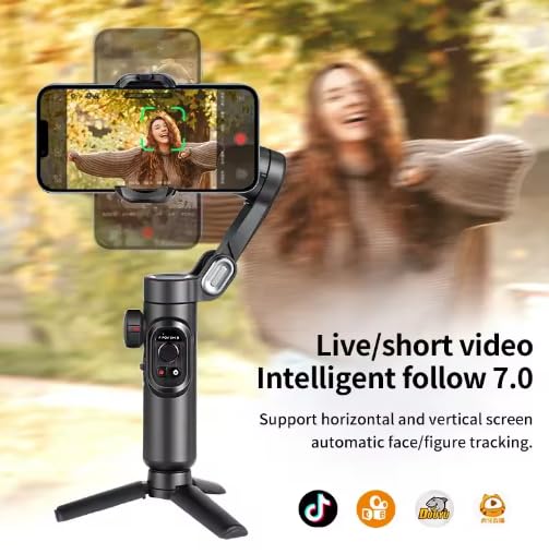 Estabilizador de cardán para iPhone, cardán de teléfono de 3 ejes, portátil y plegable, cardán para iPhone 16, 15 y Android, cardán para Youtube, Vlog, TikTok, color negro