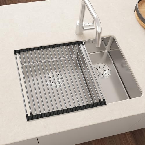 FRAVAST® Escurreplatos Plegable + PDF Gratis con Recetas y Plan Semanal | Escurridor de Platos para Fregadero (41x37cm) | Escurreplatos sobre Fregadero