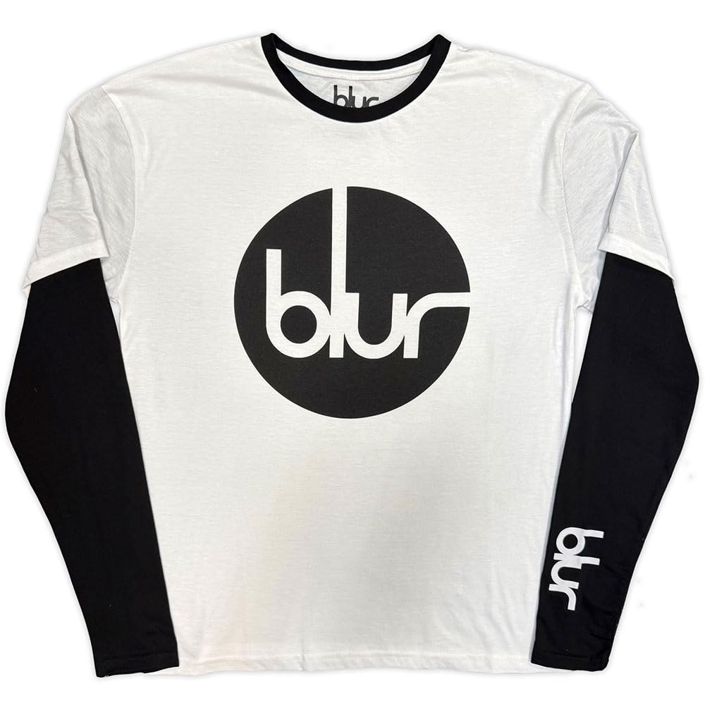 Blur Circle Logo Band Logo Layered Long Sleeve T Shirt XXL White