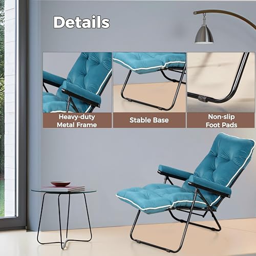 Image of Spacecrafts Premium Steel Recliner Chair for Home Relaxation | Foldable, Space-Saving Easy Chair with Cushion & Arm Rest | 5 Adjustable Positions Zero Gravity Recliner for Elderly & Sleep