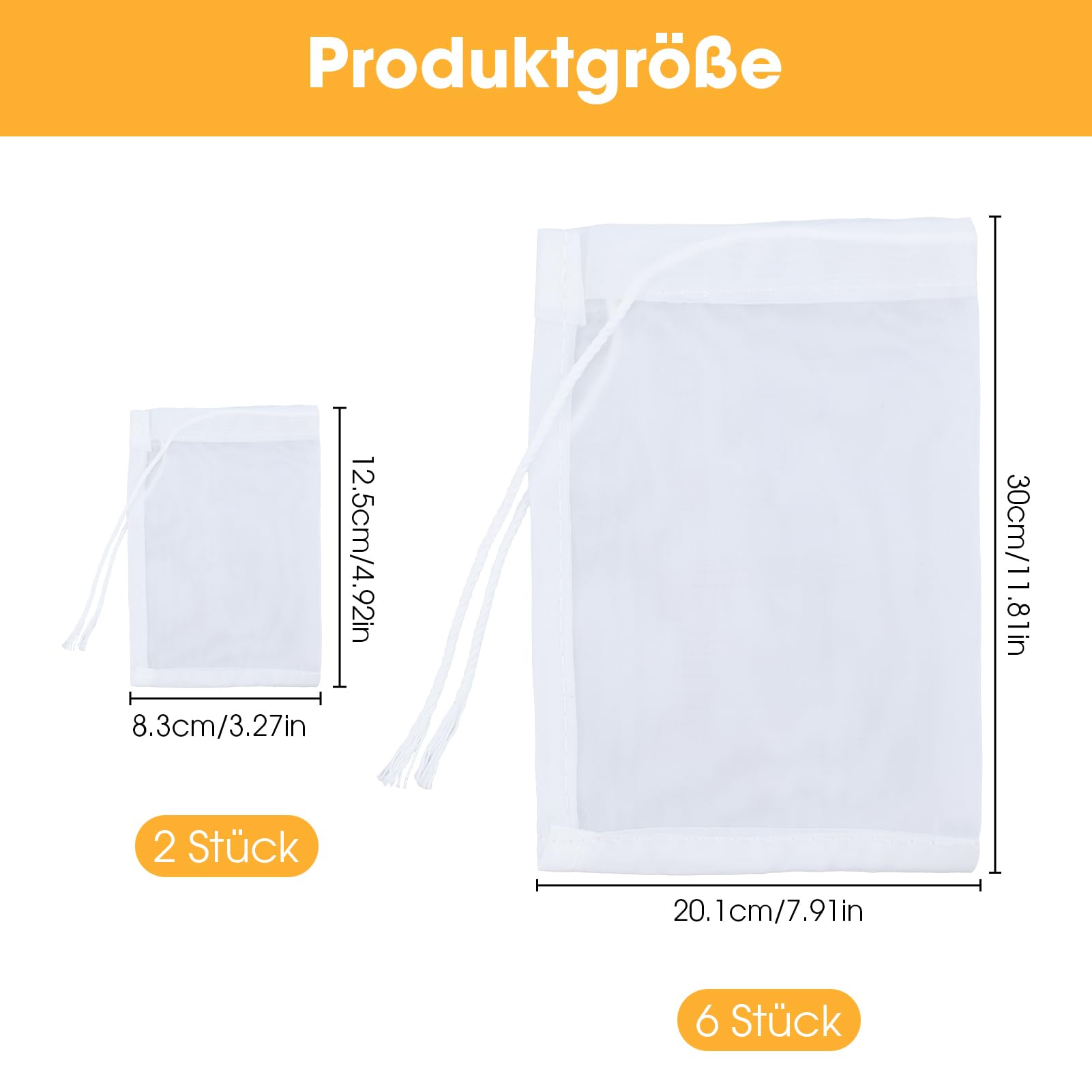 Bolsas de filtro reutilizables 20x30 cm nailon lavables para leche de nueces