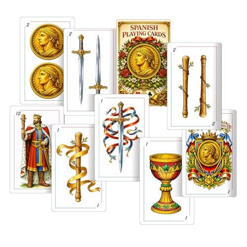 KKJBU 1 Decks Spanish Playing Cards Plastic Baraja Espaola | PVC Waterproof Mexican & Puerto Rican Briscas Cards | Professional Cartas Espaolas for Card Games (1Pcs)