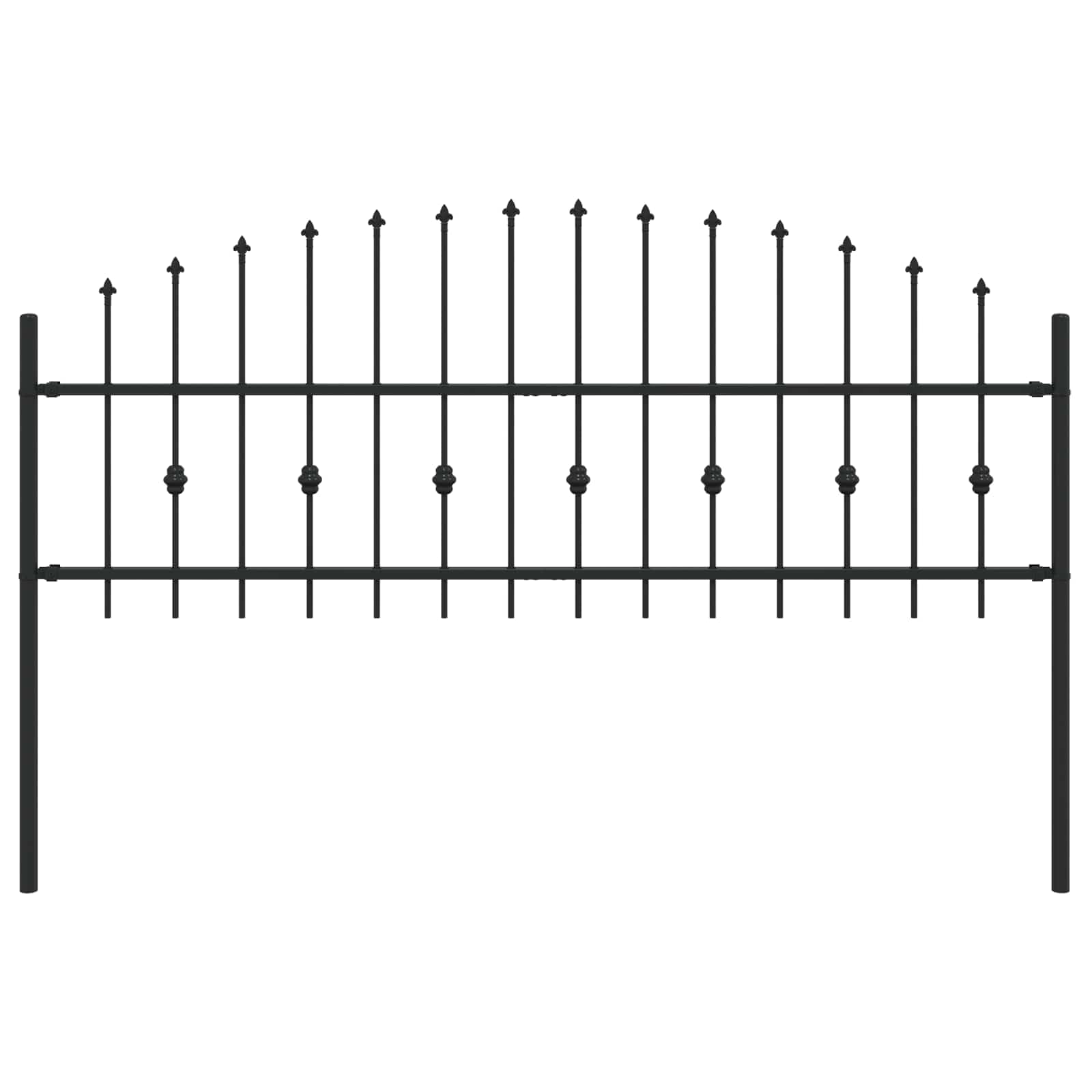 Spike Fence Asten Black 200 x 110 cm Powder-Coated Steel Outdoor Garden Security Barrier Rust Resistant Interlocking Panels for Backyard Driveway