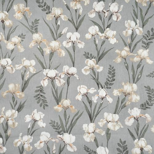 TexTrend Telas por Metro - Algodón - 1 Metro 160 x 100 cm - Tela para Costura - Niños - Lirio Blanco Gris