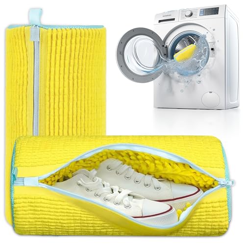 Shoe Washing Machine Bag - 2 Pcs Set - Resuable Shoe Bag for Washing Machine and Dryer - 360° Wrap Shoe Washing Bag for Sneakers, Boots & Delicate Footwear
